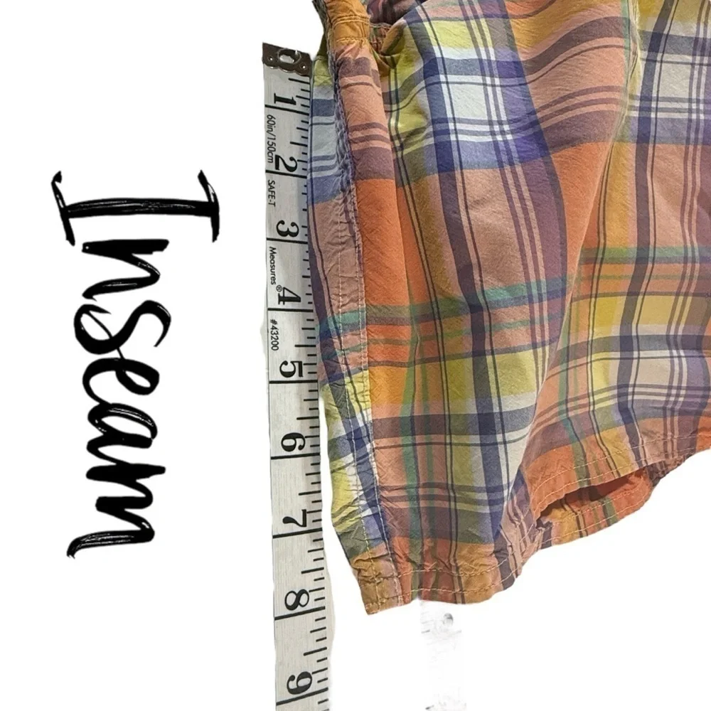 Polo Ralph Lauren Madras Plaid Orange Multicolor Swim Trunks Shorts XL Preppy